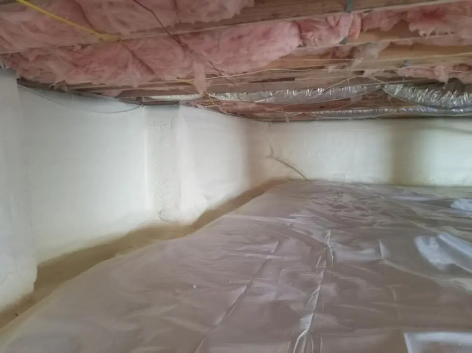 Crawl space encapsulation with closed-cell spray foam for Metal Roof Coating in Newton